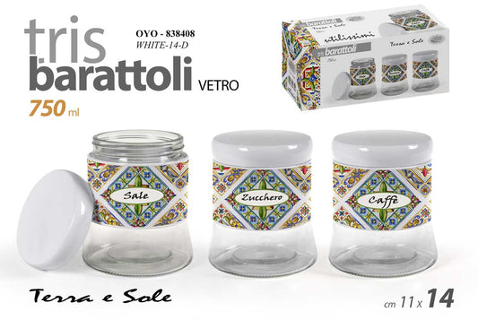 GICOS TRIS BARATTOLI VETRO 750ML TERRA E SOLE