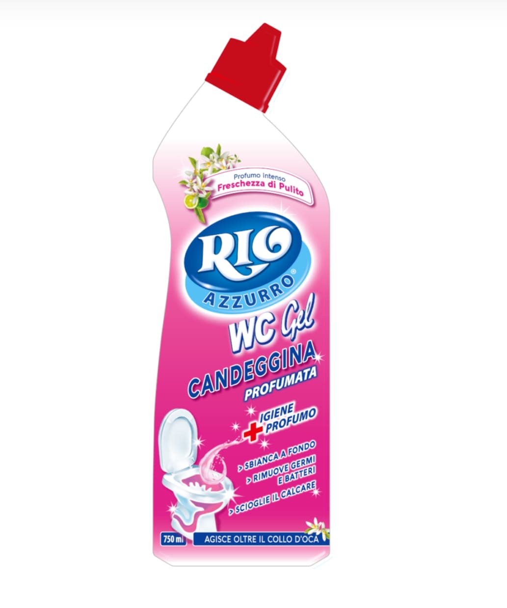 RIO AZZURRO WC GEL 750ML CANDEGGINA PROFUMATA FRESCHEZZA DI PULITO