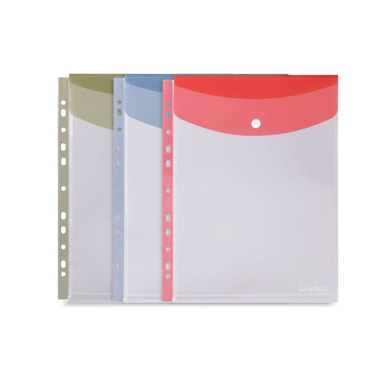 COLOURBOOK BUSTA CON BOTTONE A4 VERTICALE FORATA