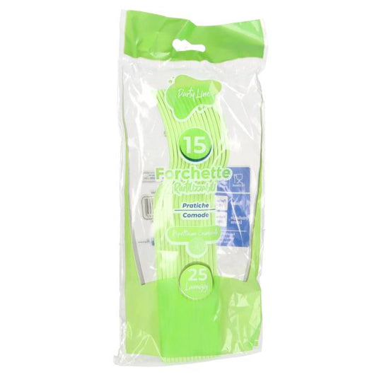 PARTY LINE 15 FORCHETTE RIUTILIZZABILI VERDE MELA