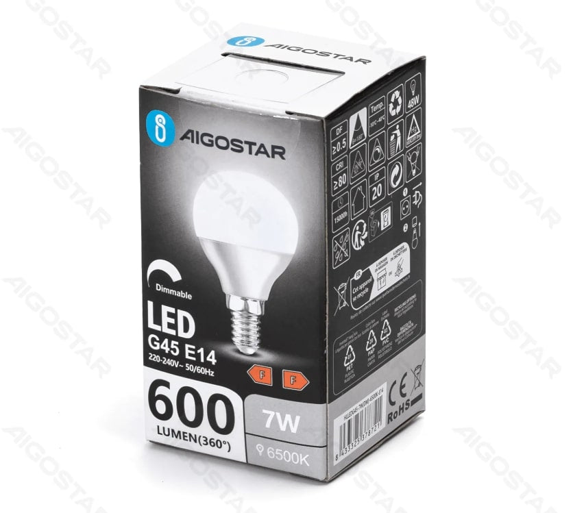 AIGOSTAR LED SFERA E14 12W=1170 LUMEN 6500K