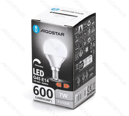 AIGOSTAR LED SFERA E14 12W=1170 LUMEN 6500K