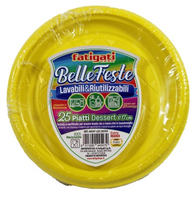 FATIGATI BELLE FESTE PIATTI DESSERT LAVABILI & RIUTILIZZABILI 25PZ GIALLO