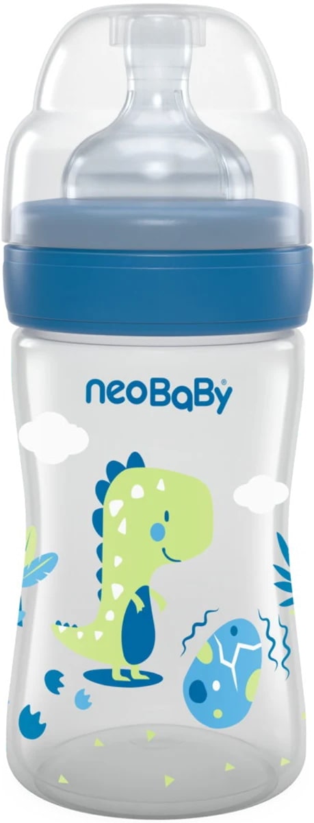 NEOBABY BIBERON PLASTICA COLLO SILICONE 150ML 0M+ BLU