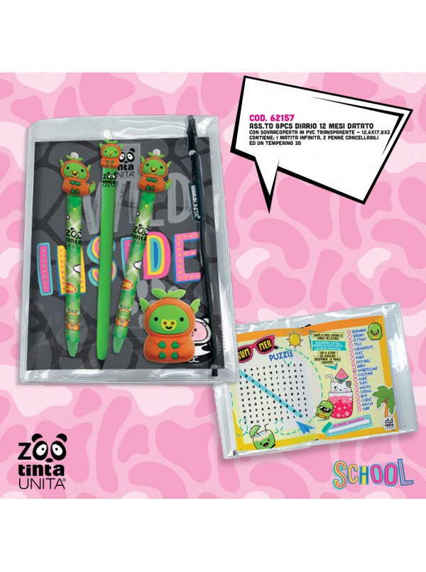 TINTA UNITA DIARIO AGENDA ZOO 2025/2026+ACCESSORI