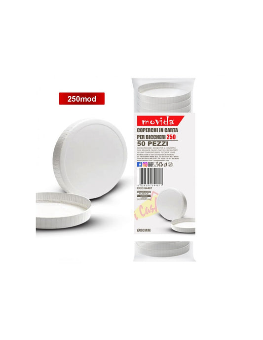 MOVIDA COPERCHI IN CARTA PER BICCHIERI 250ML 50PZ