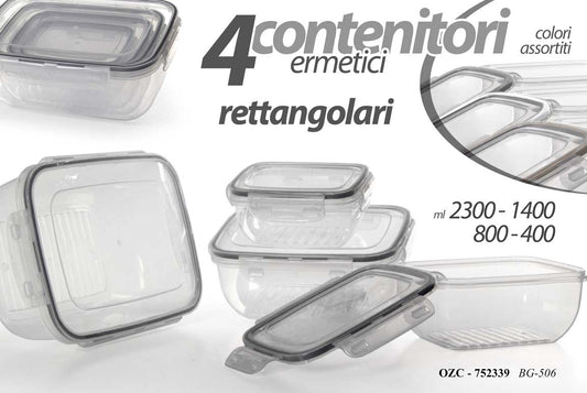 GICOS CONTENITORI ERMETICI RETTANGOLARI 4PZ 0,4-0,8-1,4-2,3L