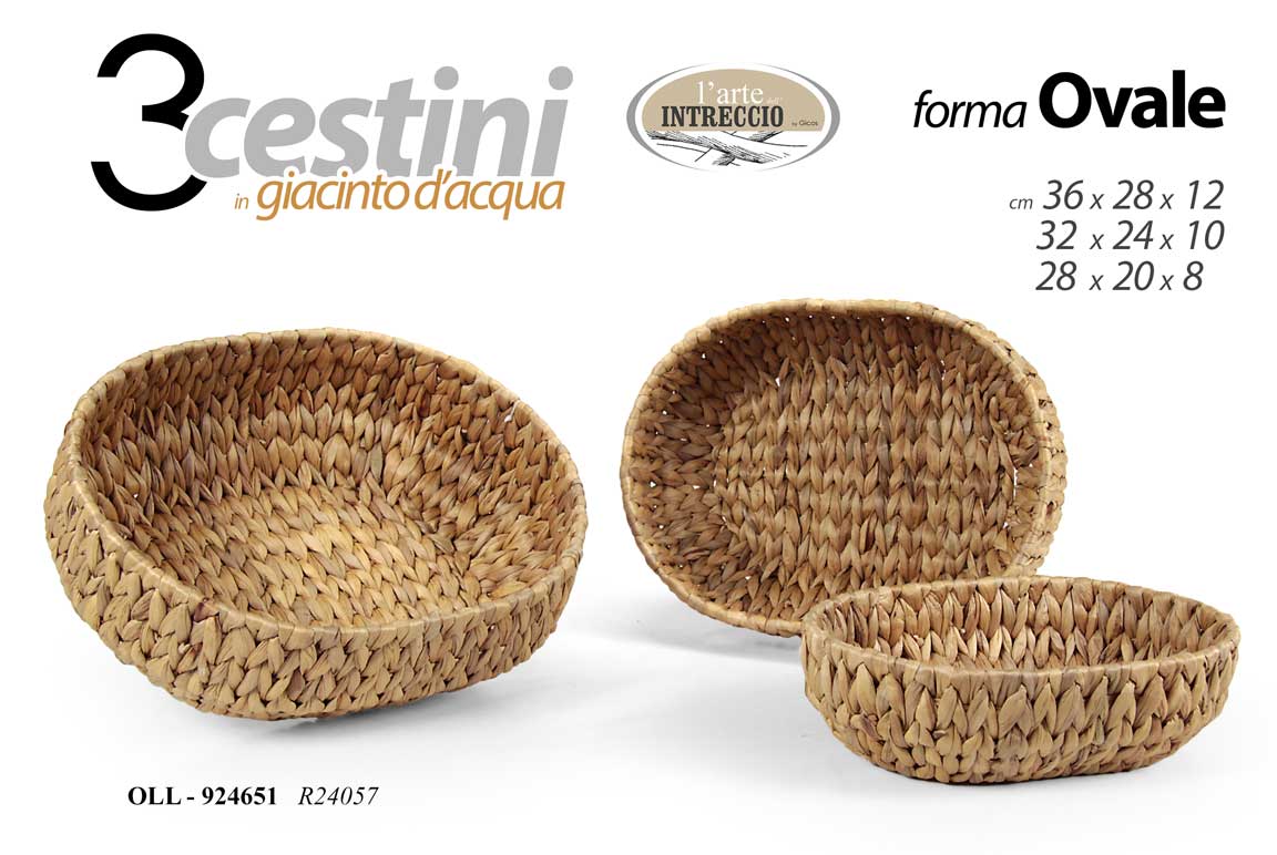 GICOS CESTINO IN GIACINTO D'ACQUA FORMA OVALE CM.36X28X12 R24057