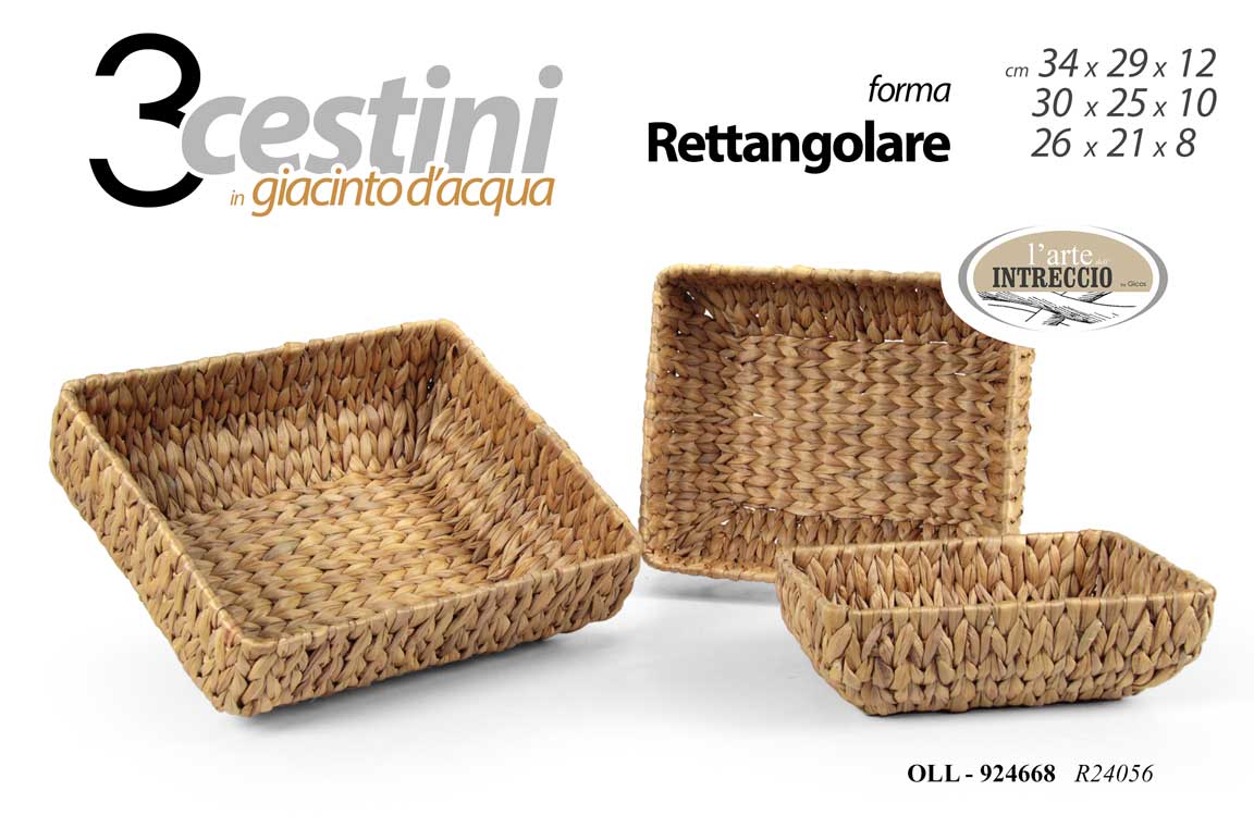 GICOS CESTINO IN GIACINTO D'ACQUA FORMA RETTANGOLARE CM.30X24X10 R24056