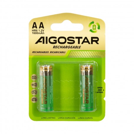 AIGOSTAR 2 PILE STILO HR6 1,2V RICARICABILI 1600 mAH
