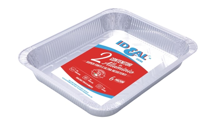 IDEAL CUCINA 2 CONTENITORI IN ALLUMINIO 6 PORZIONI