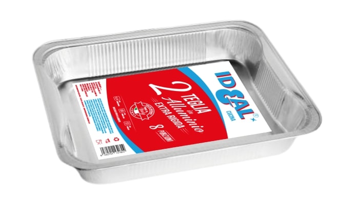 IDEAL CUCINA 2 TEGLIA IN ALLUMINIO EXTRA RIGIDA 8 PORZIONI