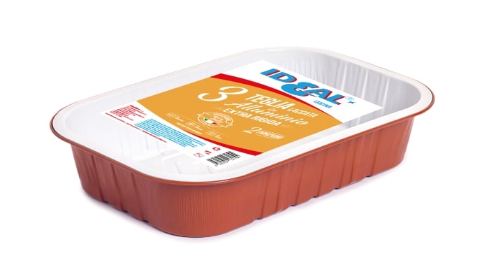IDEAL CUCINA 3 TEGLIA LACCATA IN ALLUMINIO EXTRA RIGIDA 2 PORZIONI