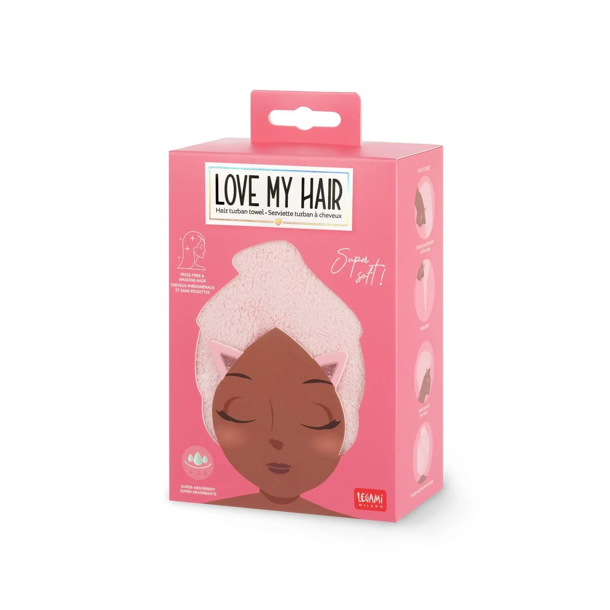 LEGAMI MILANO ASCIUGAMANO CAPELLI TURBANTE LOVE MY HAIR KITTY