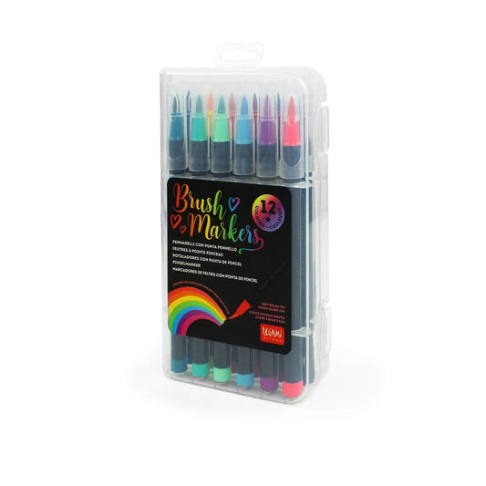 LEGAMI MILANO SET 12 PENNARELLI PUNTA PENNELLO BRUSH MARKERS BRIGHT COLOURS