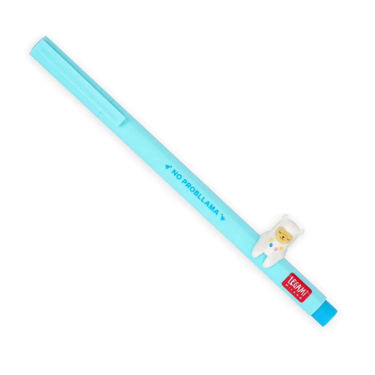 LEGAMI MILANO PENNA GEL CON ANIMALETTO DECORATIVO LOVELY FRIENDS 0,5MM LLAMA "NO PROBLLAMA" INCHIOSTRO SKY BLUE