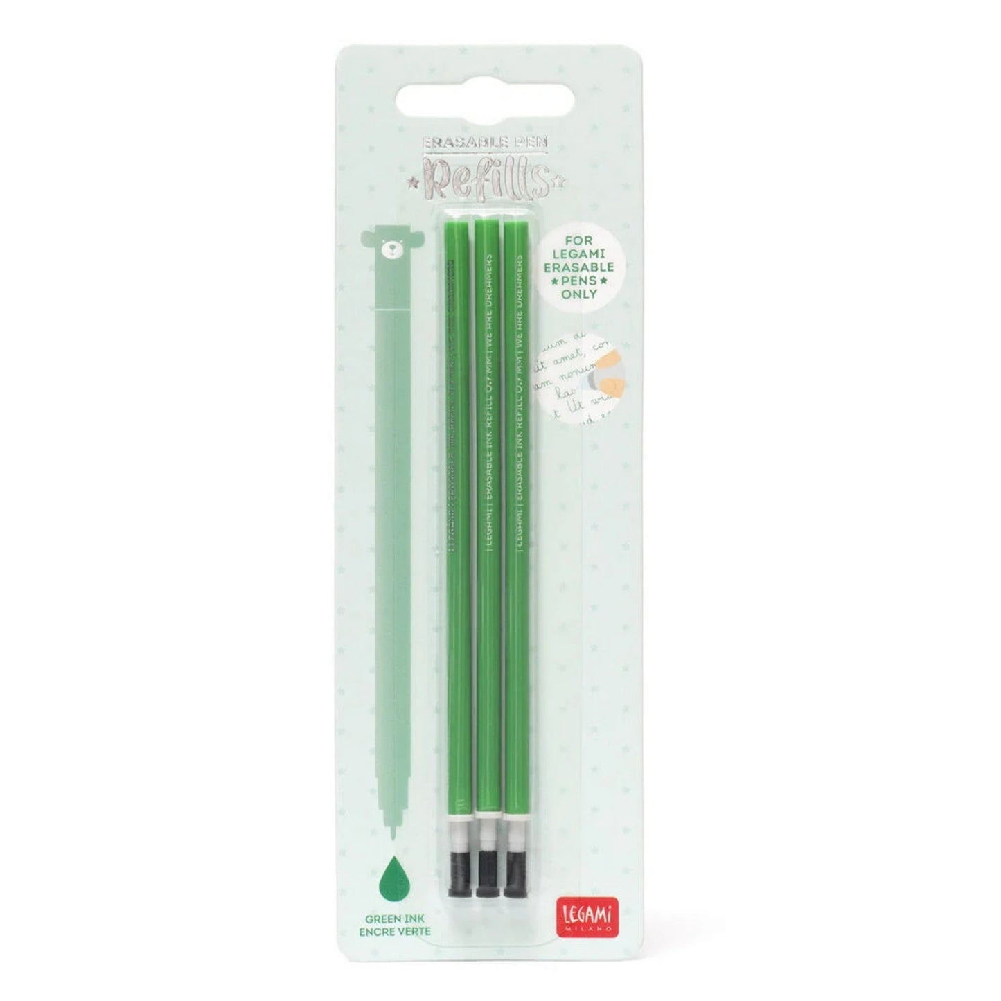 LEGAMI MILANO 3 REFILL PENNA GEL CANCELLABILE INCHIOSTRO VERDE