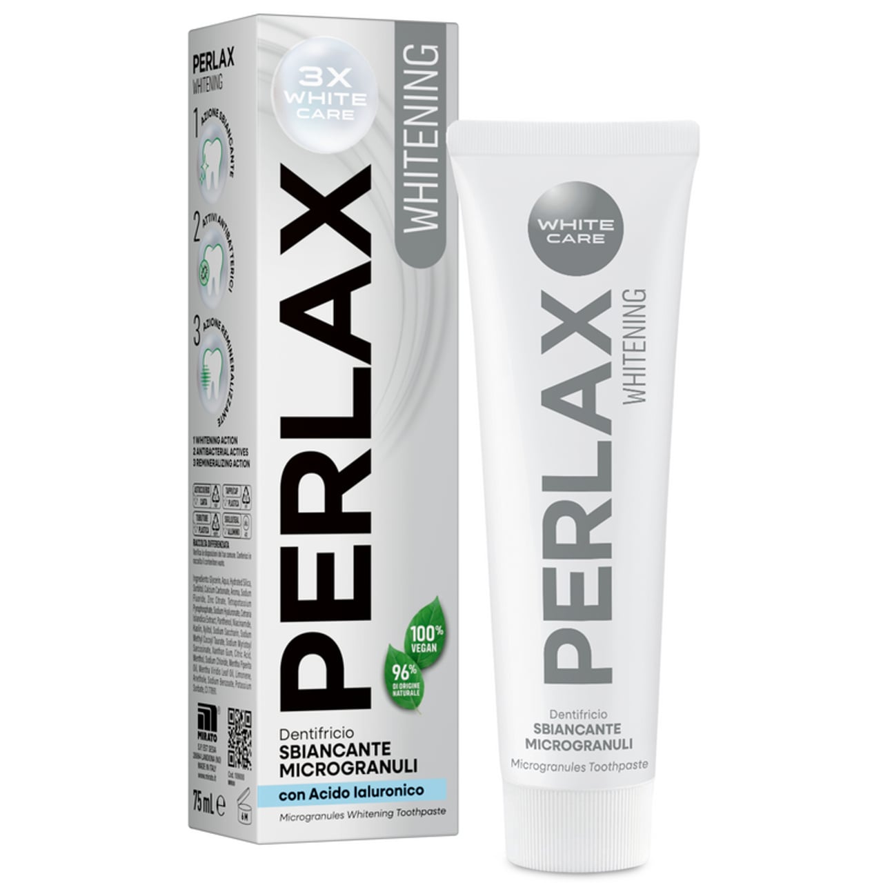 PERLAX DENTIFRICIO 75ML WHITENING 3X WHITE CARE SBIANCANTE CON MICROGRANULI CON ACIDO IALURONICO