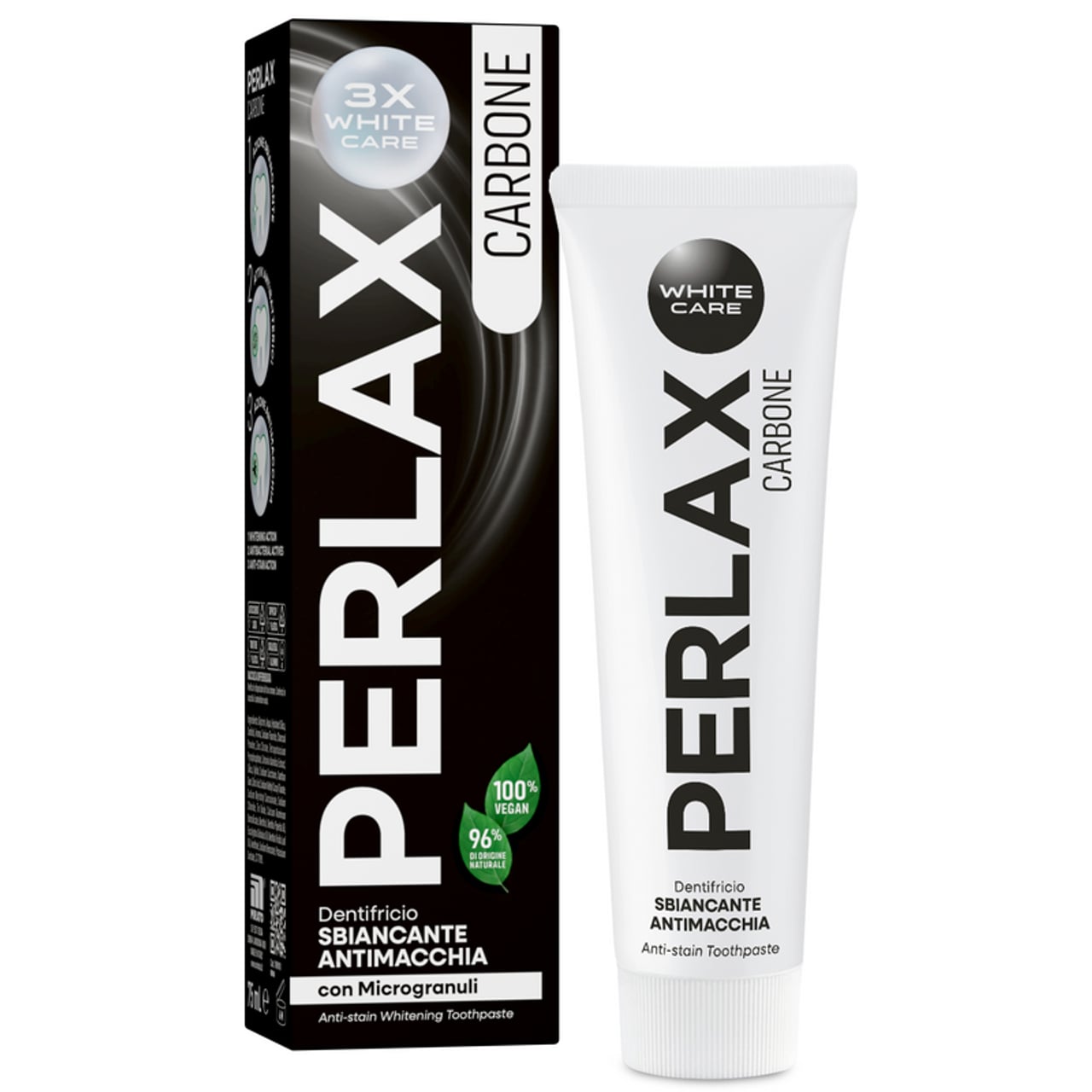 PERLAX DENTIFRICIO 75ML CARBONE 3X WHITE CARE SBIANCANTE ANTIMACCHIA CON MIGROGRANULI