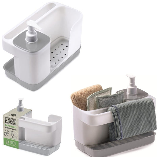 SNIPS RIORDINELLO SAPONELLO PORTASPUGNE E DOSATORE SAPONE CM.21X21X13 BIANCO/GRIGIO