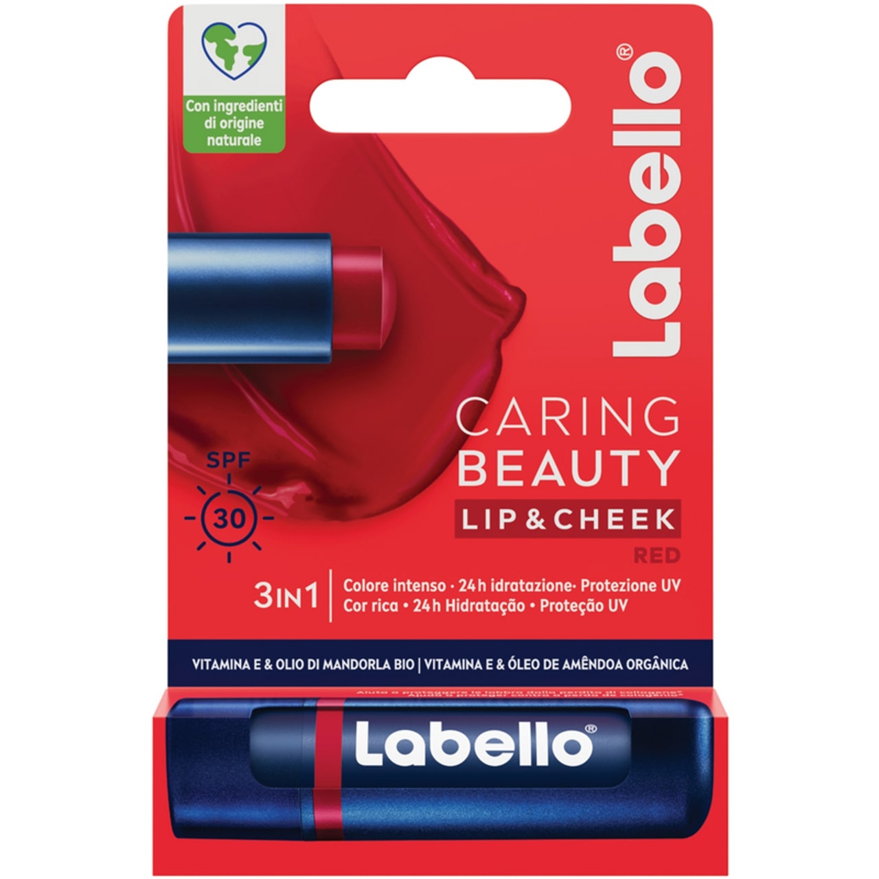 LABELLO CARING BEAUTY LIP & CHEEK 3IN1 SPF30 4,8G RED