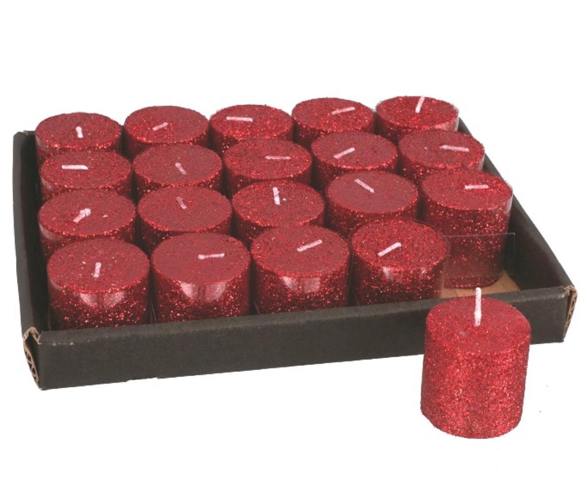 EURONATALE CANDELA CILINDRO GLITTER CM.4X4 ROSSO