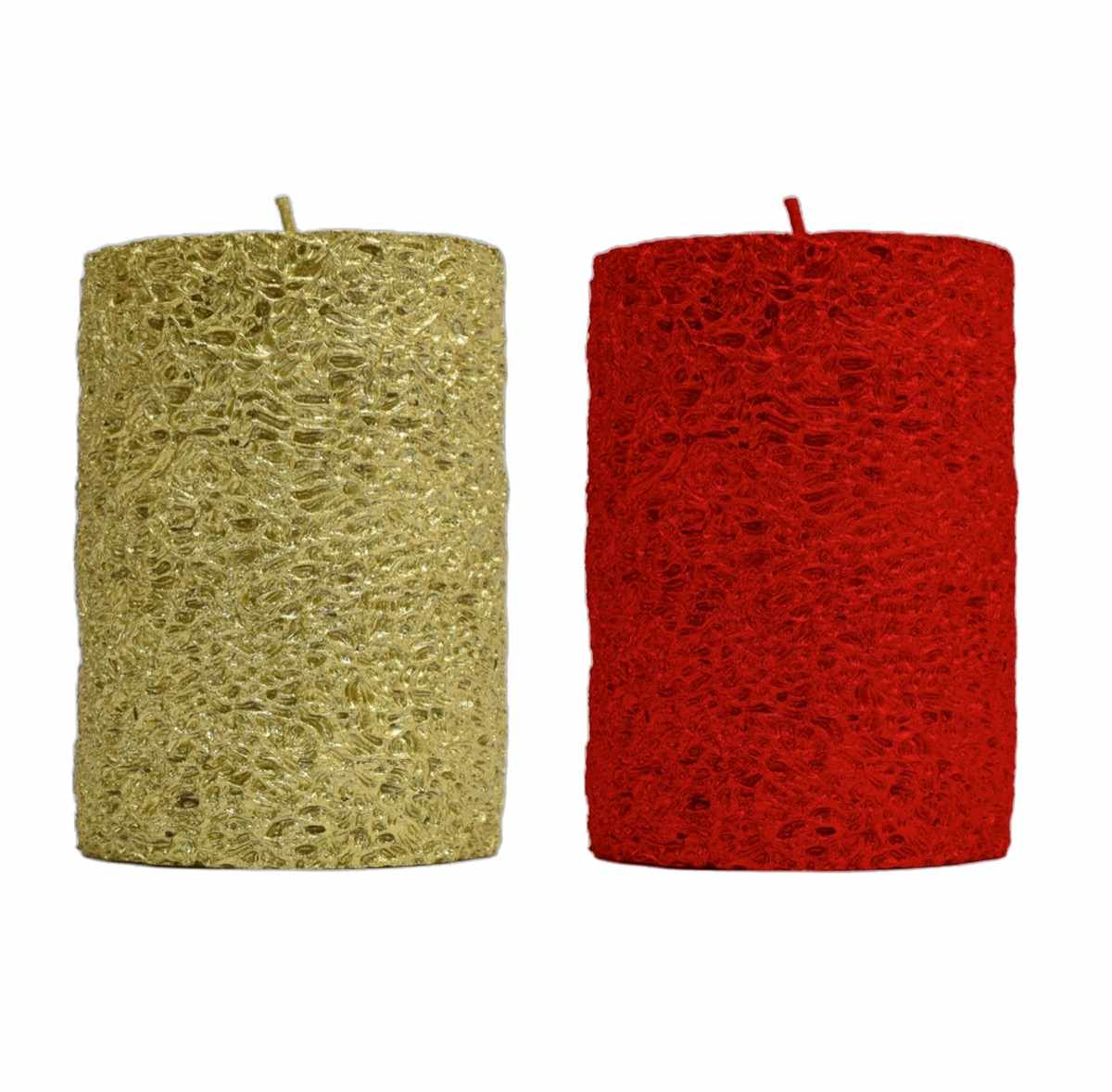 KASAVIVA CANDELA CILINDRO CM.7X10H ORO/ROSSO ASSORTITE