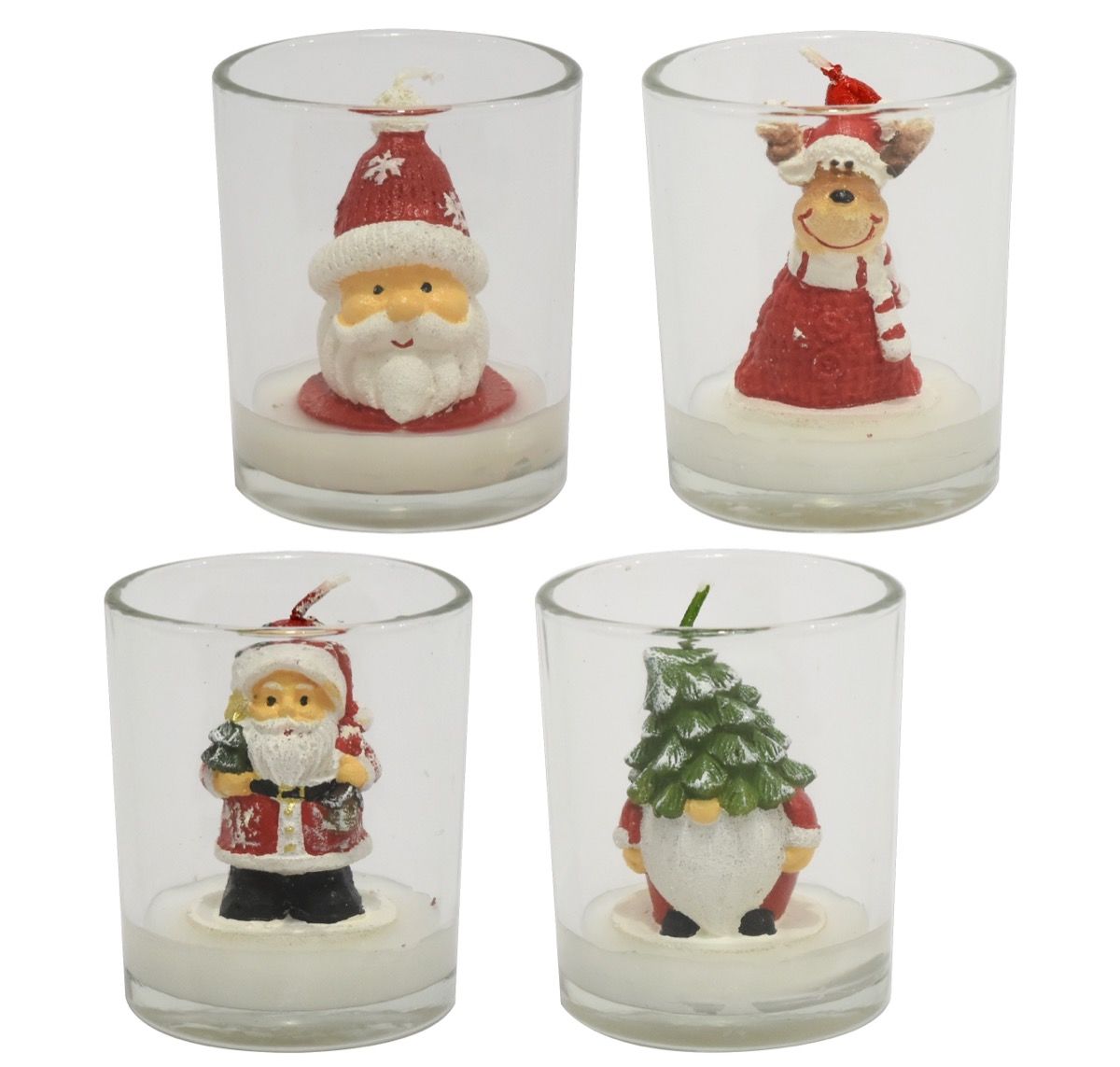KASAVIVA NATALE CANDELA IN BICCHIERE VETRO CM.6X7H SOGGETTI ASSORTITI