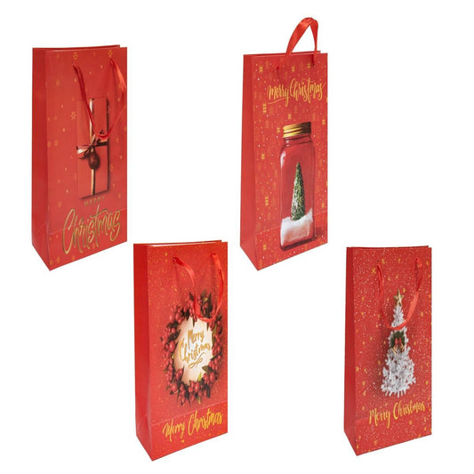 KASAVIVA NATALE BUSTA CARTA XMAS BOTTIGLIA CM.12X11X36 ASSORTITA