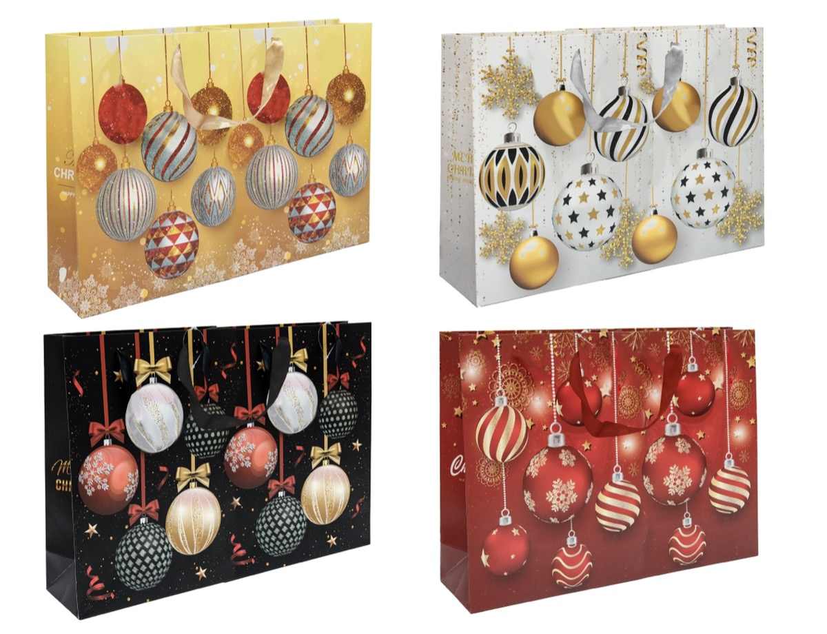 KASAVIVA NATALE BUSTA CARTA SFERE RETTANGOLARE CM.42X12X31 ASSORTITA