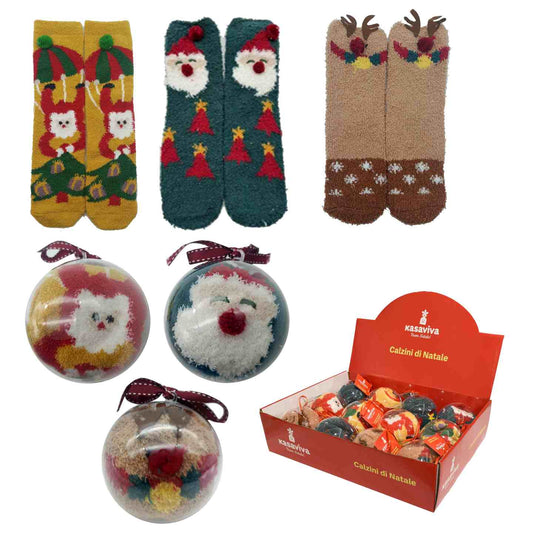 KASAVIVA NATALE CALZINI DI NATALE IN SFERA REGALO ASSORTITI