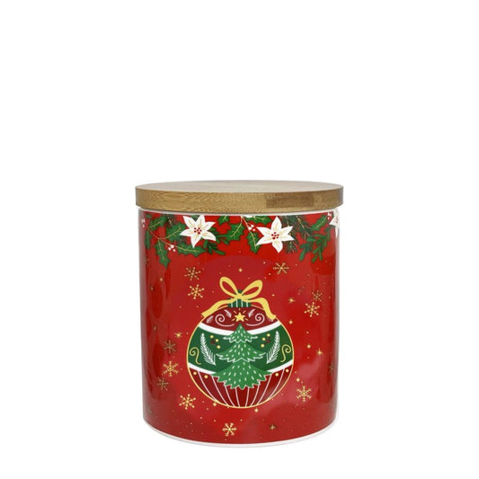 KASAVIVA NATALE WHITE FLOWERS BARATTOLO CM.10X10 CON COPERCHIO BAMBOO