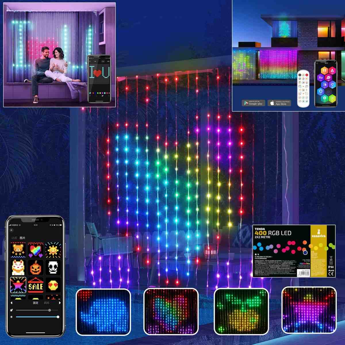 KASAVIVA NATALE TENDA 400 LED RGB CON TELECOMANDO MT.2X2