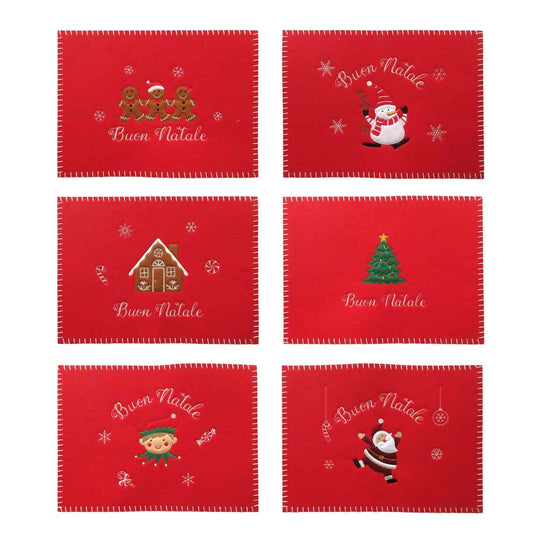 KASAVIVA NATALE XMAS CHEER TOVAGLIETTA RETTANGOLARE CM.40X30 FELTRO ASSORTITA