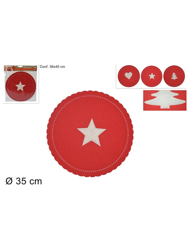DUESSE DECORAZIONI NATALIZIE IN FELTRO SOTTOPIATTO CM.35 ASSORTITI