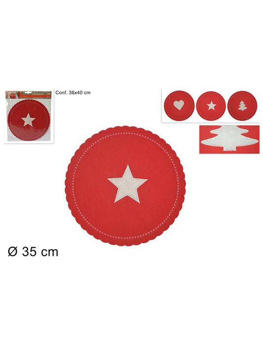 DUESSE DECORAZIONI NATALIZIE IN FELTRO SOTTOPIATTO CM.35 ASSORTITI