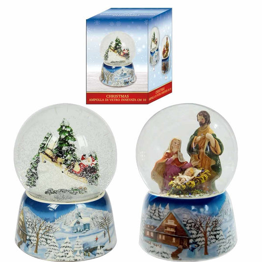 KASAVIVA NATALE CHRISTMAS AMPOLLA DI VETRO INNEVATA CM.10