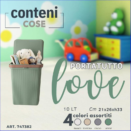 COSENTINO LOVE PORTATUTTO CON MANIGLIE 10LT CM.21X26X33 COLORI ASSORTITI