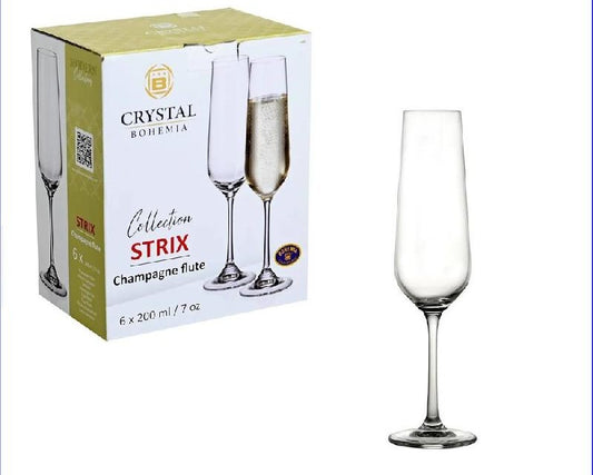 LETIZIA CRYSTAL BOHEMIA STRIX 6 CHAMPAGNE FLUTE 200ML
