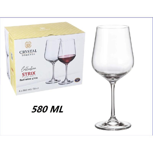LETIZIA CRYSTAL BOHEMIA STRIX 6 CALICI VINO ROSSO 580ML