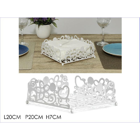 GENERAL TRADE METALLO BIANCO PORTATOVAGLIOLI CM.20X20X7H BIANCO