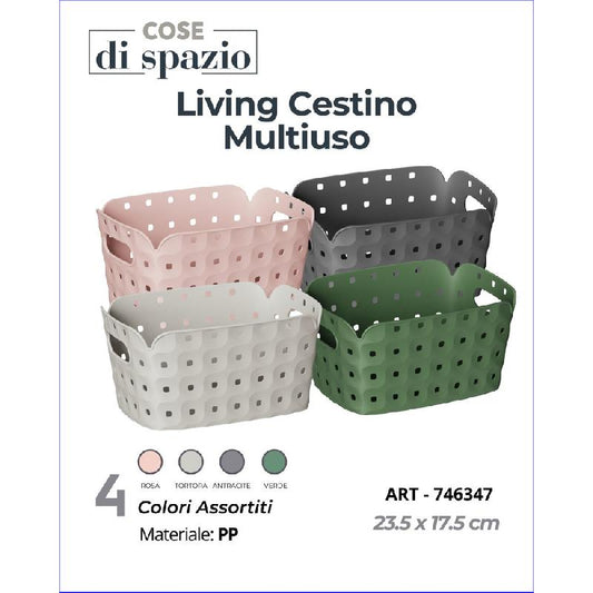 COSENTINO LIVING CESTINO MULTIUSO CON MANIGLIE IN PP LARGE CM.23,5X17,5 COLORI ASSORTITI
