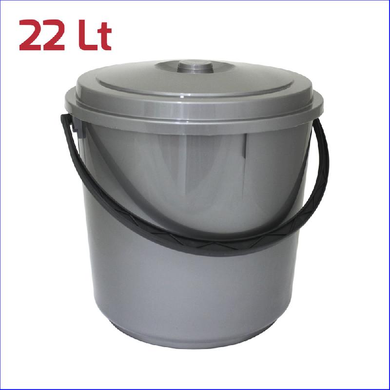 RECA PLAST BIDONE IMMONDIZIA CON COPERCHIO 22LT SILVER