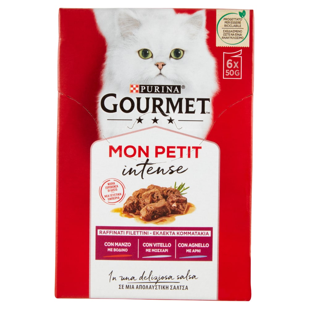 PURINA GOURMET MON PETIT INTENSE 6X50G RAFFINATI FILETTINI MANZO/VITELLO/AGNELLO