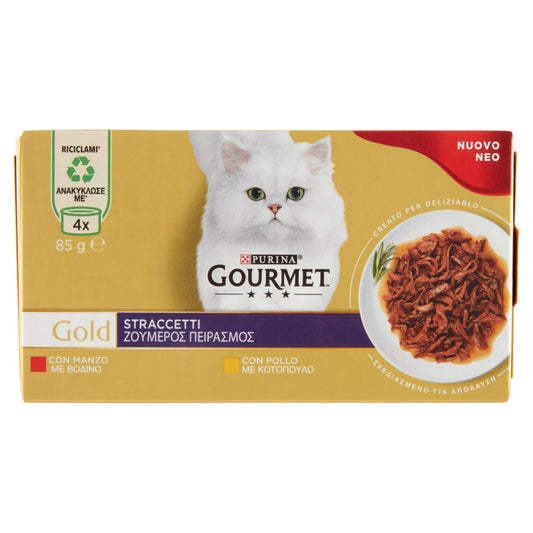 PURINA GOURMET GOLD STRACCETTI 4X85G MANZO/POLLO