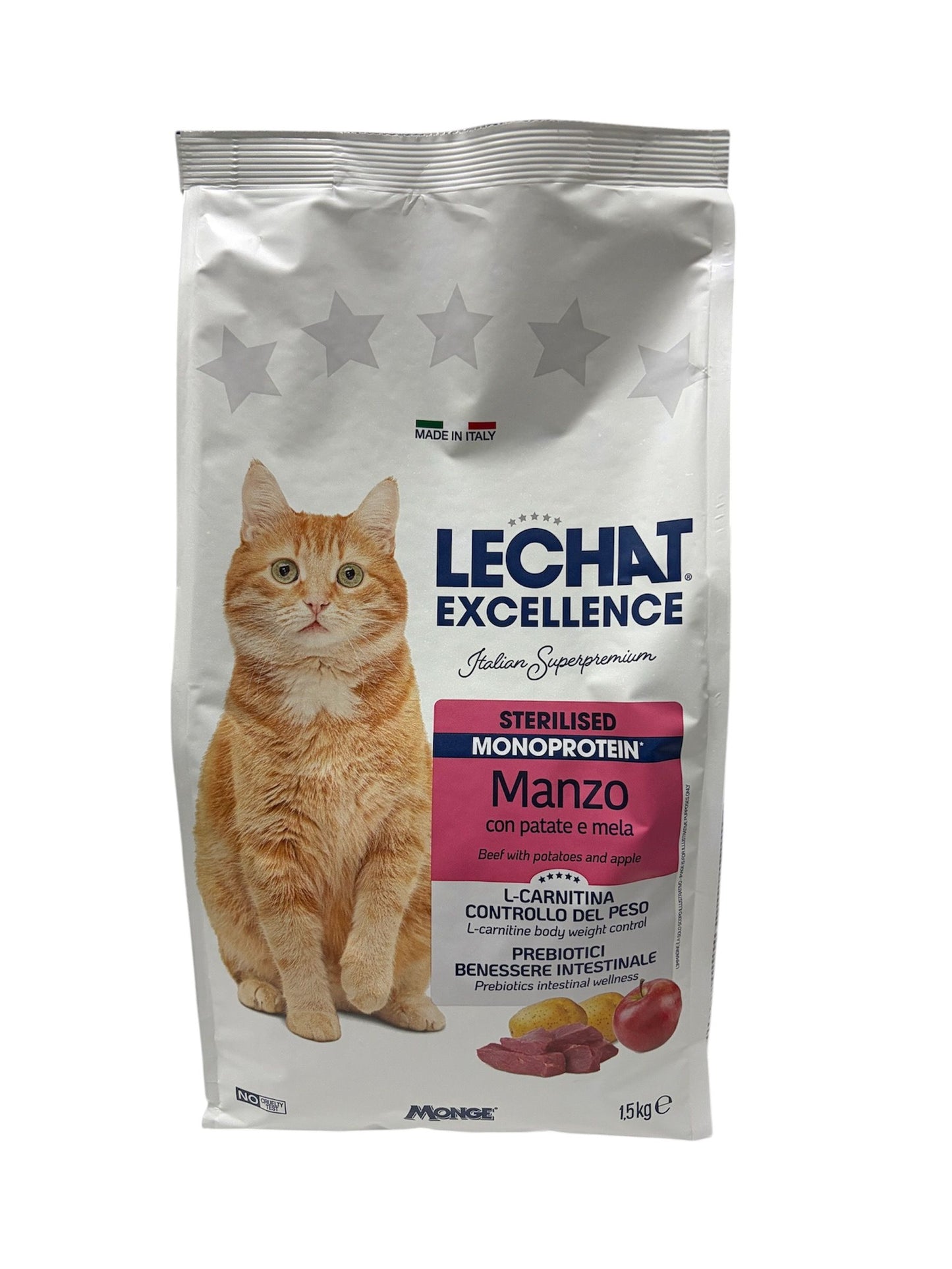 LECHAT EXCELLENCE CROCCANTINI 1,5KG STERILISED MONOPROTEIN MANZO CON PATATE E MELA