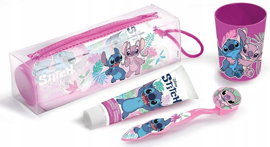 DISNEY STICH SET DA VIAGGIO SPAZZOLINO + DENTIFRICIO + BICCHIERE