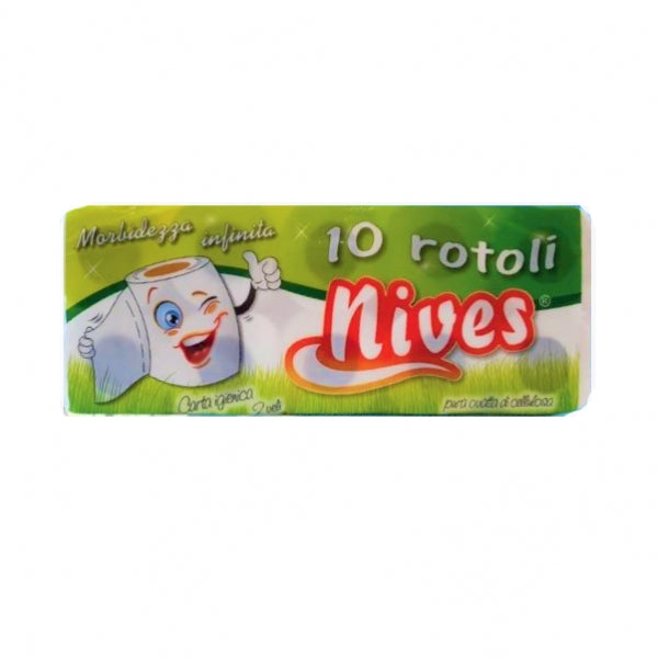 NIVES CARTA IGIENICA 10 ROTOLI 2 VELI PURA OVATTA DI CELLULOSA