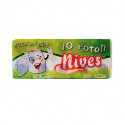 NIVES CARTA IGIENICA 10 ROTOLI 2 VELI PURA OVATTA DI CELLULOSA