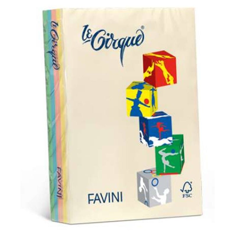 FAVINI LE CIRQUE 200 FOGLI COLORATI A4 80G/M2 COLORI TENUI